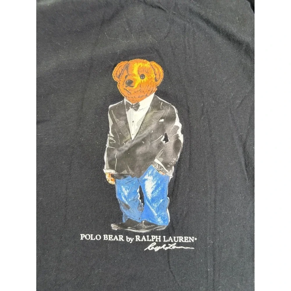 Polo Ralph Lauren Polo Bear Tuxedo Long Sleeve T-Shirt Men's XL Black Cotton Tee